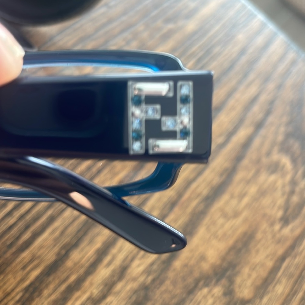 NWOT FENDI Women's Eyeglasses F957R 425 Blue with Crystal FF Rectangular Frame - Picture 11 of 11